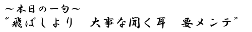 本日の一句　「飛ばしより　大事な聞く耳　要メンテ」　